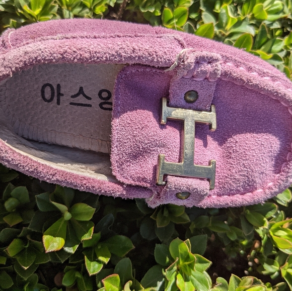 Toddler suede loafers Bossy Kidz pink suede "H" shoes. size 22 - Picture 10 of 13